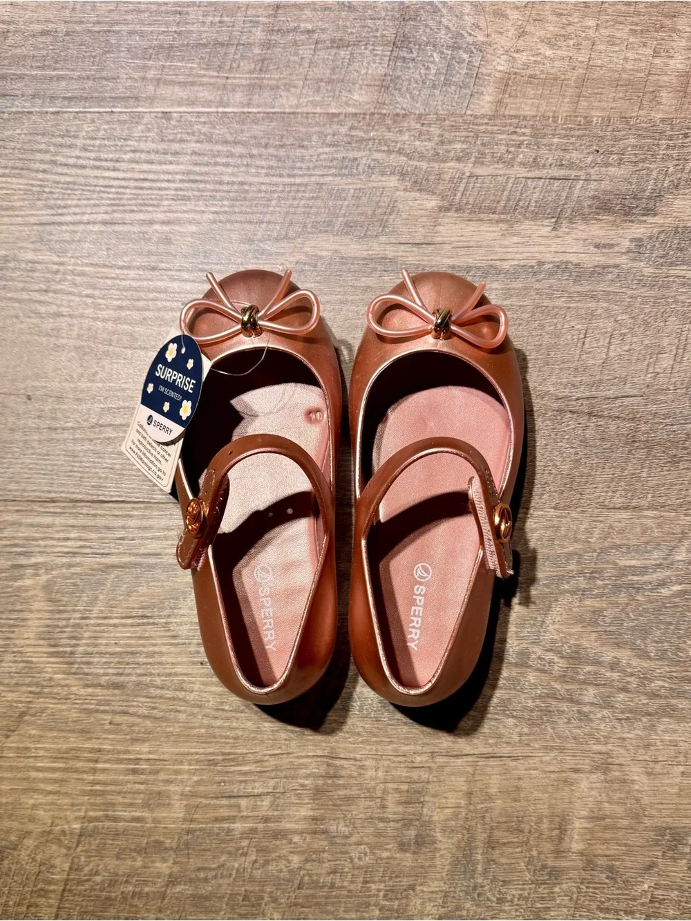 Sperry Rose Gold Mary Jane Ballet Flats with Bow